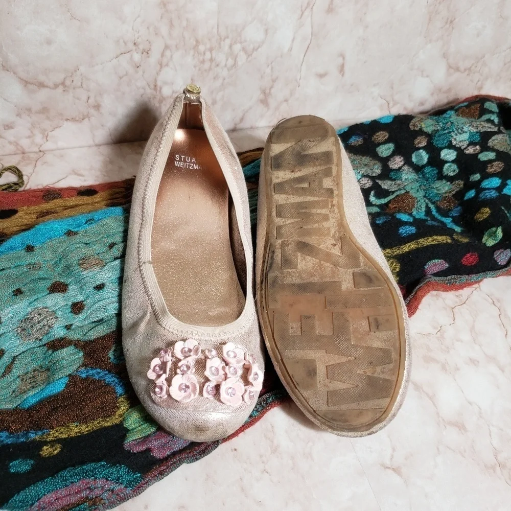 Stuart Weitzman pink iridescent loafes ballerina  flats size 4